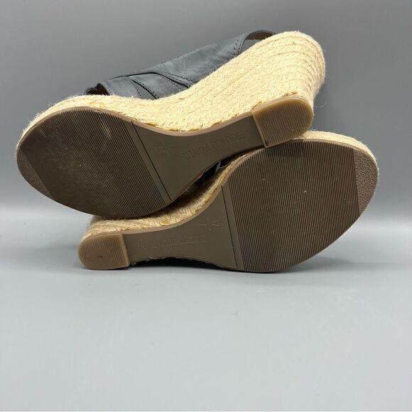 Franco Fortini Espadrille Wedge Leather Slingback Sandals - Picture 4 of 5